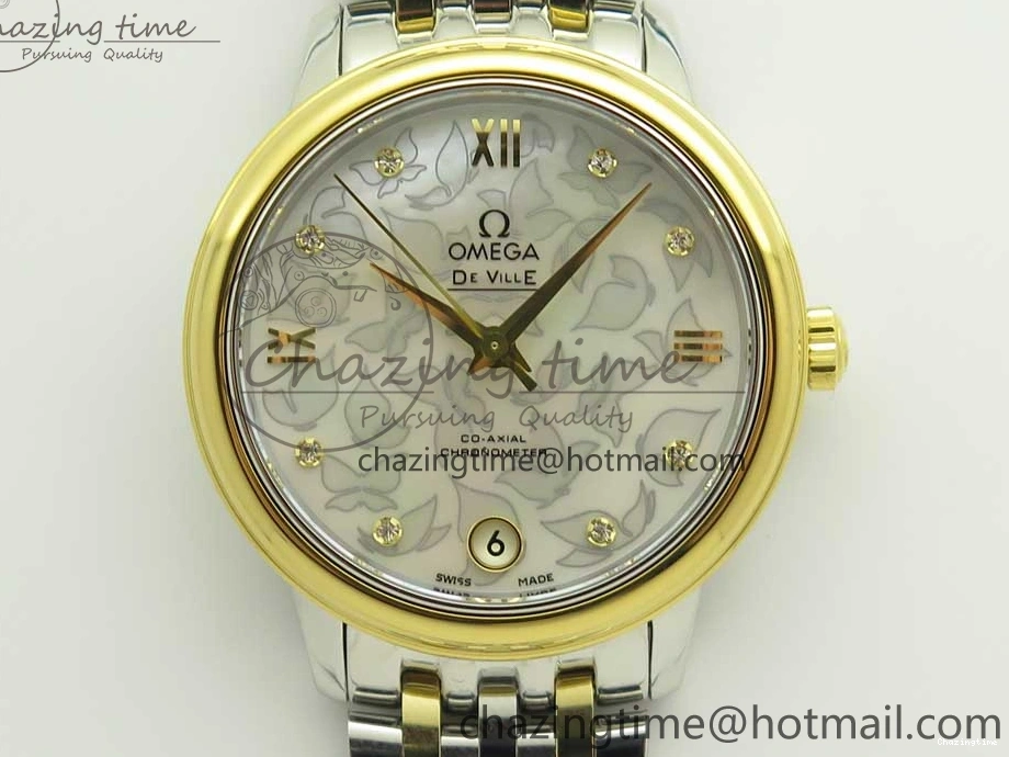 0512 Versatile De Ville Prestige Ladies 32.7mm SS MKF 1:1 Best Edition White MOP Dial Roman Markers on SS YG Bracelet MIYOTA 7967